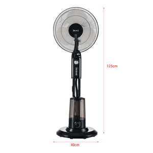 Ventilatore a Piantana con Nebulizzatore con 3 Velocitá e Modalitá Oscillazione con Inclinazione Testa Motore 75W Timer a 60 min. - Nero