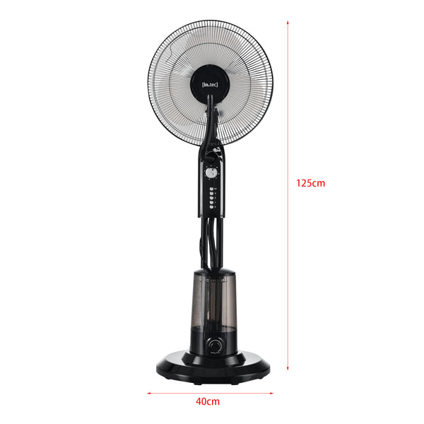 Ventilatore a Piantana con Nebulizzatore con 3 Velocitá e Modalitá Oscillazione con Inclinazione Testa Motore 75W Timer a 60 min. - Nero