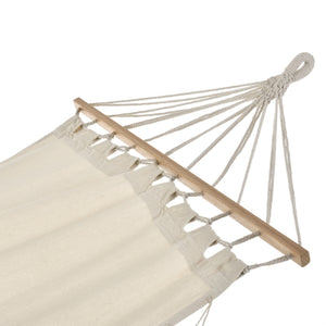 Chaise Hamac à Franges Fauteuil Suspendu avec Cordes Tressées pour Intérieur Extérieur Jusqu'à 150kg 200x80cm Crème [casa.pro]