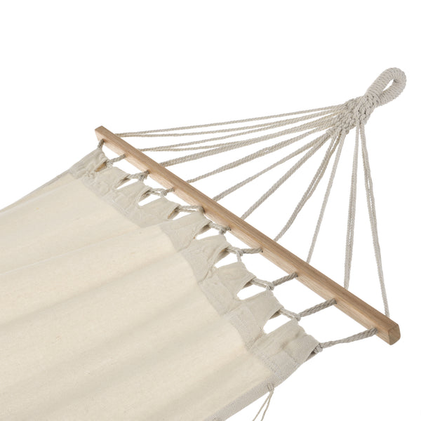 Chaise Hamac à Franges Fauteuil Suspendu avec Cordes Tressées pour Intérieur Extérieur Jusqu'à 150kg 200x80cm Crème [casa.pro]