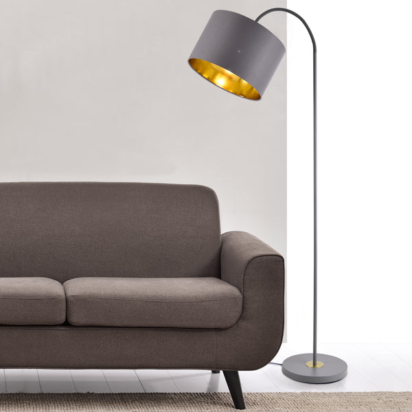 Lampada da Terra Toledo con Paralume Cilindrico Orientabile - Grigio lux.pro

