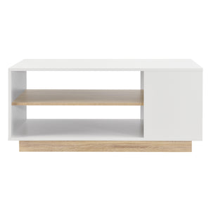 Table Basse avec Étagère de Stockage Trelleborg 46 x 100 x 60 cm Blanc Chêne [en.casa]
