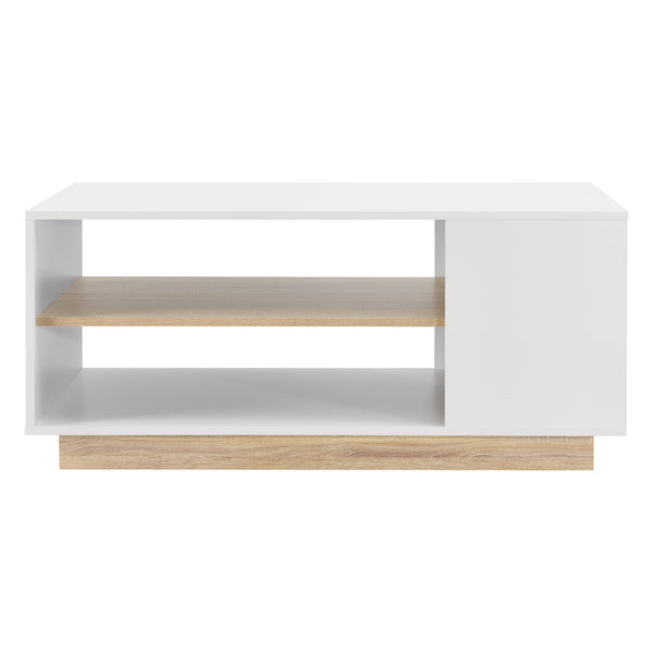 Table Basse avec Étagère de Stockage Trelleborg 46 x 100 x 60 cm Blanc Chêne [en.casa]