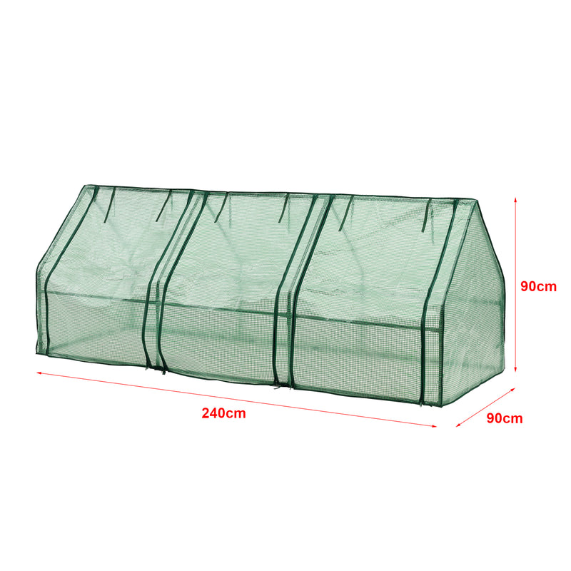 Croquis coté Châssis de jardin Höflein à 3 fenêtres en acier et polyéthylène 240 x 90 x 90 cm vert [en.casa]