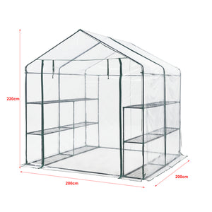 Gewächshaus Grünau mit Ablagen 200x200x220cm Transparent [en.casa]