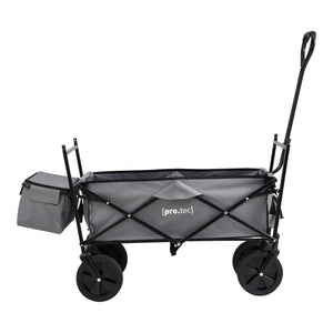 Chariot d'Extérieur Pliable avec Toit pour Jardin à 4 Roues 104 x 52 x 117 cm Noir Gris Foncé pro.tec