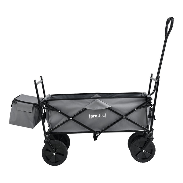 Chariot d'Extérieur Pliable avec Toit pour Jardin à 4 Roues 104 x 52 x 117 cm Noir Gris Foncé pro.tec