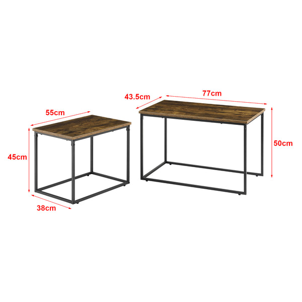 Set de 2 tables basses gigognes Härnösand effet bois foncé [en.casa]