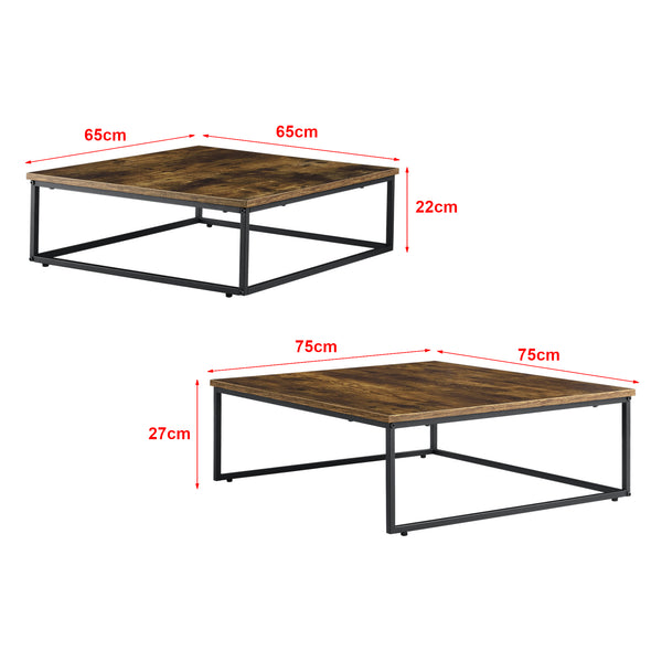 Couchtischset Haninge 2er Set rund Dunkler Holzton [en.casa]