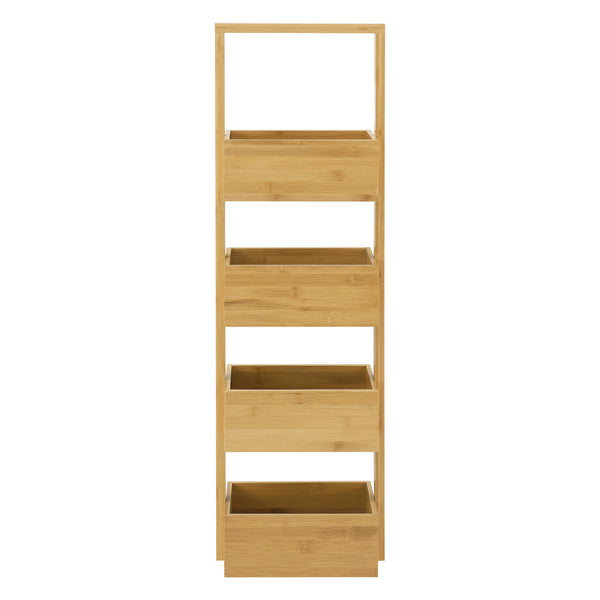 Badregal Bardu mit 4 Ablagefächer 28x16x88cm Bambus [en.casa]