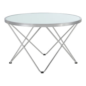 Couchtisch Nikkeby Metallgestell Silber/Milchglasoptik [en.casa]