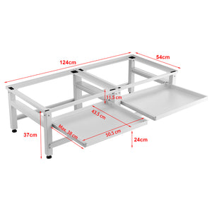 Supporto Doppio Bothel per Lavatrice in Acciaio con Ripiani Estraibili 124 x 54 x 37 cm - Bianco [en.casa]

