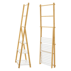 Étagère échelle Lapinjärvi avec porte-serviettes pour salle de bain 152 x 53 x 31 cm [en.casa]