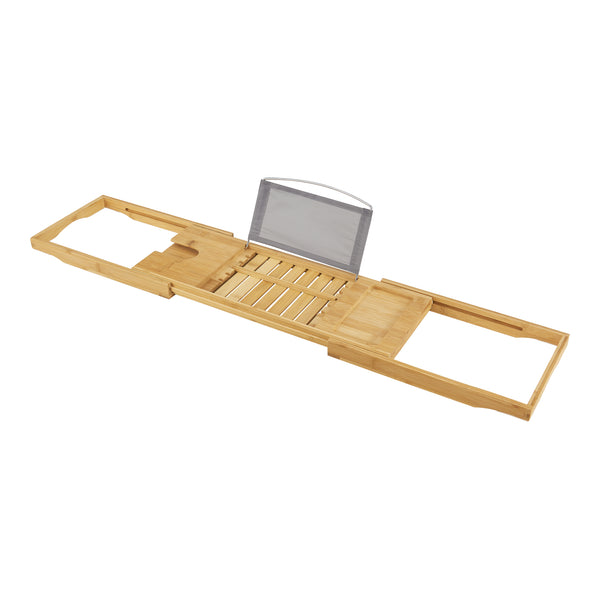 Plateau de baignoire Orivesi avec porte-livre et porte-verre en bambou [en.casa]