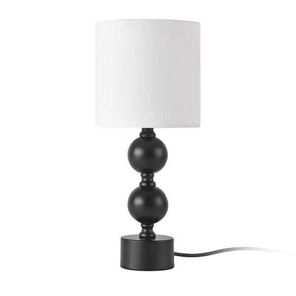 Lampada da Tavolo 'Wrexham' Base in Metallo Nero, Paralume / Abat-jour in Tessuto Bianco [lux.pro] 