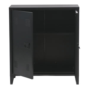 Casier de bureau métallique Oripää à 2 portes 90 x 80 x 33 cm noir mat [en.casa]