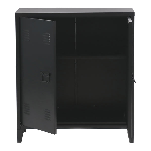 Casier de bureau métallique Oripää à 2 portes 90 x 80 x 33 cm noir mat [en.casa]