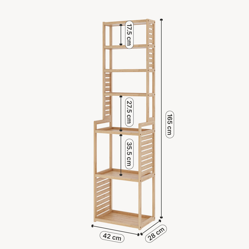 Schizzo in scala Scaffale in bambù 'Forssa' Mobile da Stoccaggio per Cucina / Bagno [en.casa] 