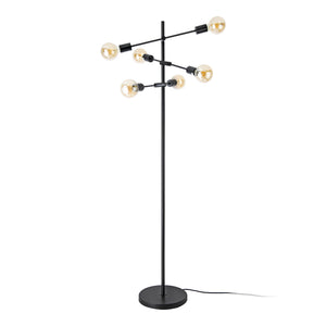 Lampada da Terra 'Craigavon' con 6 Fonti di Luce Regolabili - Piantana in Metallo - Nero [lux.pro] 