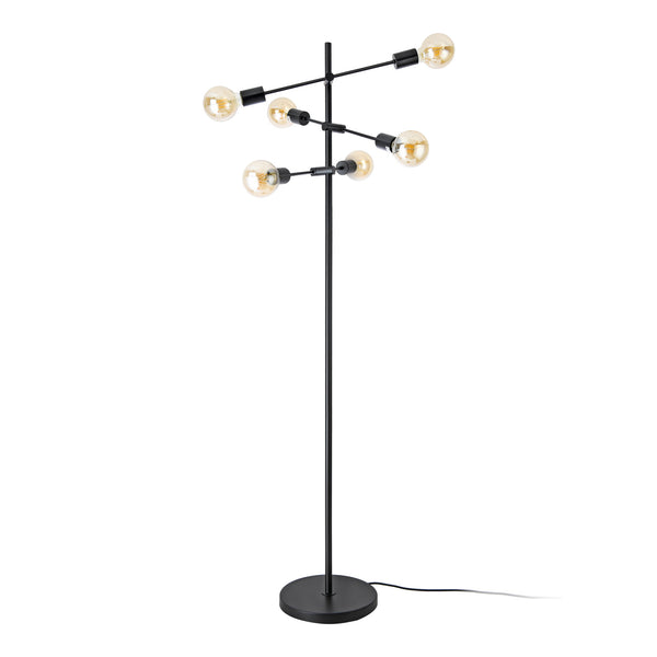 Lampada da Terra 'Craigavon' con 6 Fonti di Luce Regolabili - Piantana in Metallo - Nero [lux.pro] 