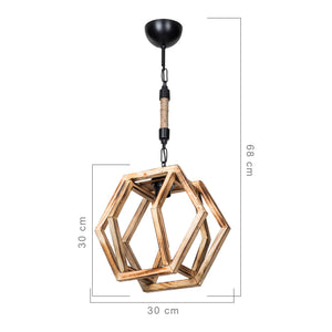Suspension Cheltenham en métal bois corde de jute hauteur 68 cm E27 [lux.pro]