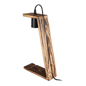 Lampe de bureau Gillingham en bois massif 39 cm E27 noir / naturel [lux.pro]