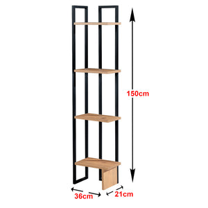 Standregal Bjergsted mit 4 Ablageflächen 150x36x21 cm Schwarz/Walnuss-Optik [en.casa]