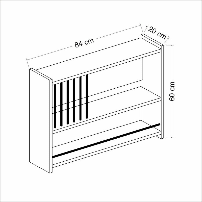 Schizzo in scala Scaffale Pensile 'Helsingør' Mensola da Parete per Cucina - Bianco [en.casa]
