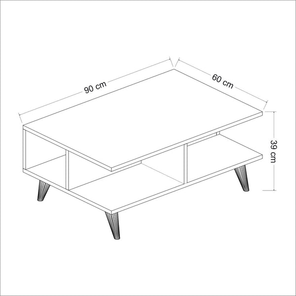 Table basse rectangulaire Grenaa avec espace de rangement blanc / effet noyer [en.casa]