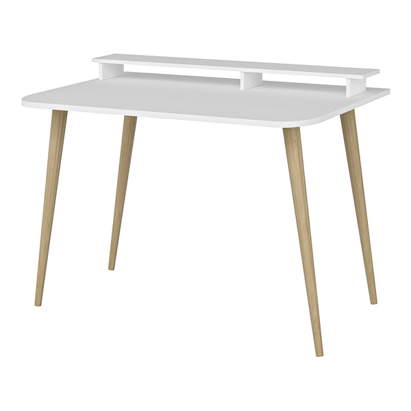 Bureau Östhammar avec réhausseur d'écran 73,8 x 90 x 60 cm blanc / naturel [en.casa]