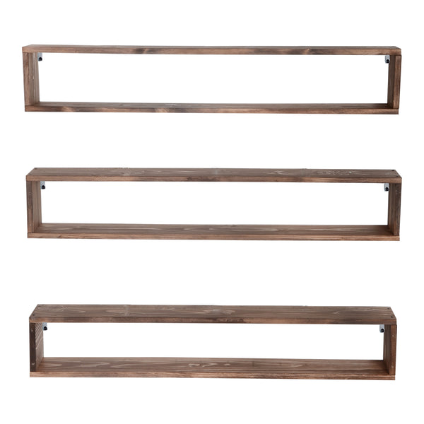 Lot de 3 étagères murales Næstved 100 x 14 x 18 cm pin lasuré [en.casa]