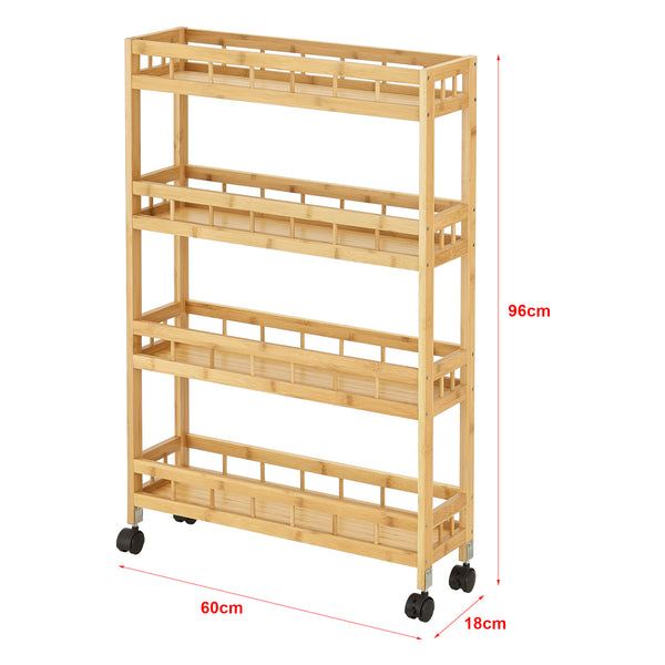 Chariot de rangement Pyhäjoki à 4 niveaux 96 x 60 x 18 cm [en.casa]