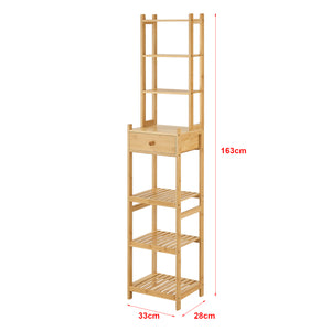 Scaffale a Torre in Bambù 'Siilinjärvi' con Cassetto e 7 Ripiani Portaoggetti [en.casa]
