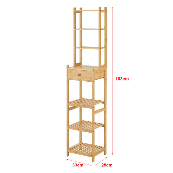 Scaffale a Torre in Bambù 'Siilinjärvi' con Cassetto e 7 Ripiani Portaoggetti [en.casa]