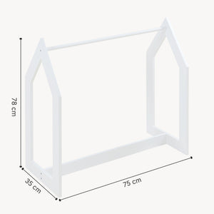 Stand Appendiabiti Værløse per Bambini Porta Abiti a Forma di Casetta 78x75x35 cm Bianco [en.casa] 
