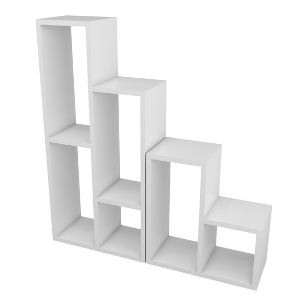 Set di 2 Scaffali Componibili 'Ringkøbing' Mobile Espositore con Ripiani Quadrati in Altezze Diverse Portafiori Portapiante Portaoggetti - Bianco [en.casa]