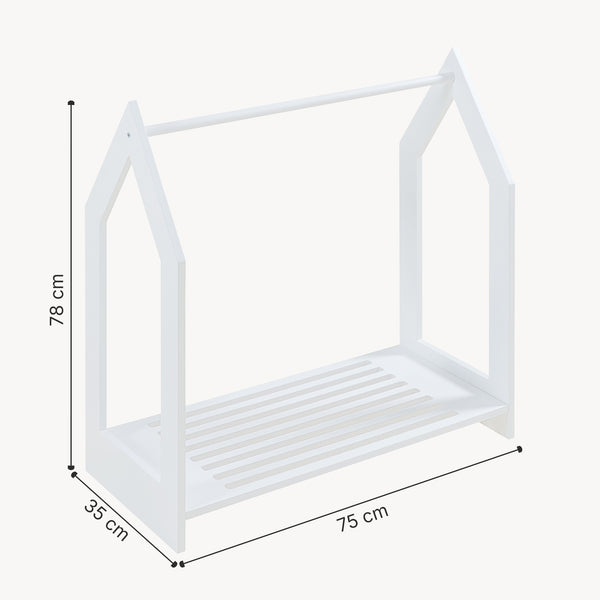 Portant à vêtements Langeskov de forme cabane pour enfant 78 x 75 x 35 cm blanc [en.casa]