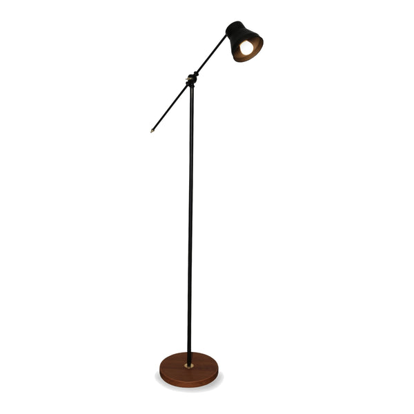 Lampada da Terra 'Peterborough' Piantana con Braccio Regolabile e Paralume a Cono Nero, Illuminazione Diretta Lampada a Stelo in Metallo - lux.pro 