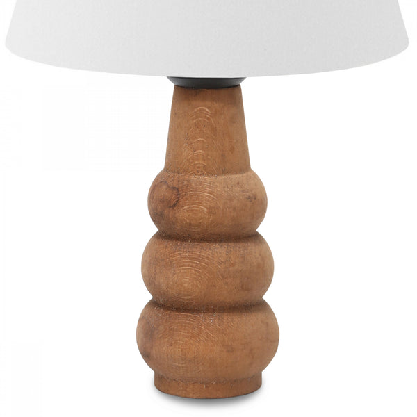 Lampada da Comodino 'Poole' Lampada da Tavolo con Stelo in Legno e Paralume a Cono in Tessuto - Bianco - lux.pro 