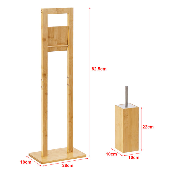 Porte papier toilette sur pied Västerås avec brosse bambou [en.casa]