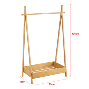 Portant à vêtements Sola pour enfant avec surface de stockage bambou [en.casa]