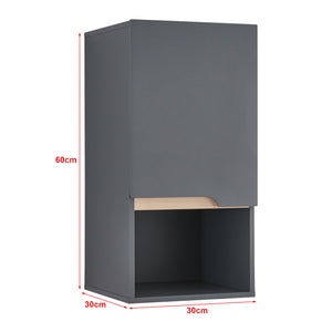 Armadietto Pensile Bergkamen 60 x 30 x 30 cm Grigio / Effetto Legno [en.casa] 