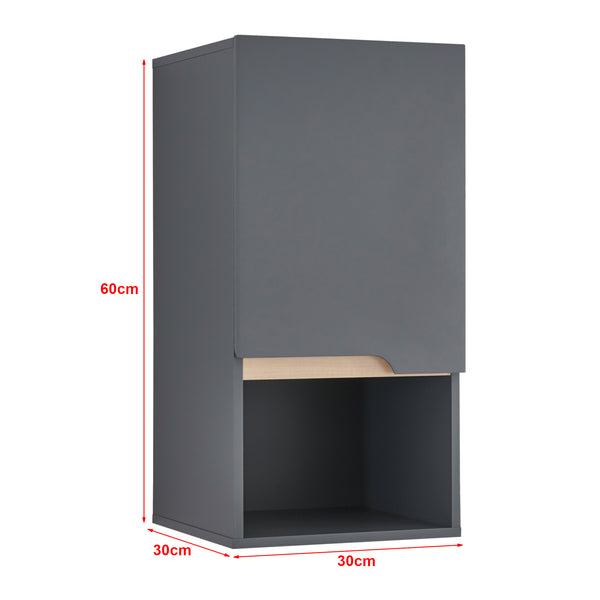 Armadietto Pensile Bergkamen 60 x 30 x 30 cm Grigio / Effetto Legno [en.casa] 