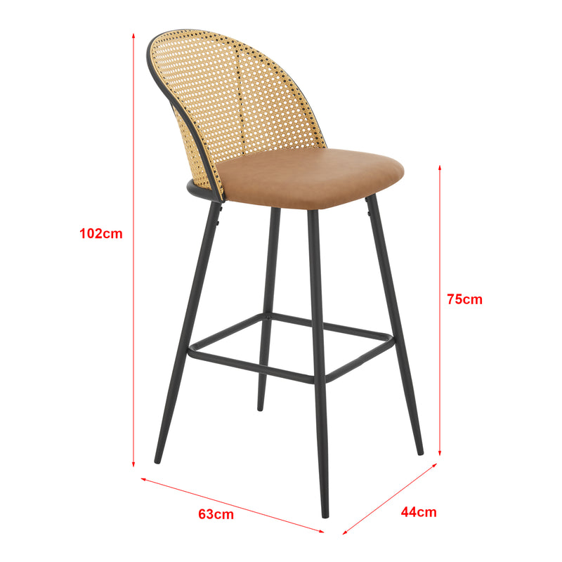 Maßskizze Barhocker Gausdal 2er Set Braun / Schwarz [en.casa]