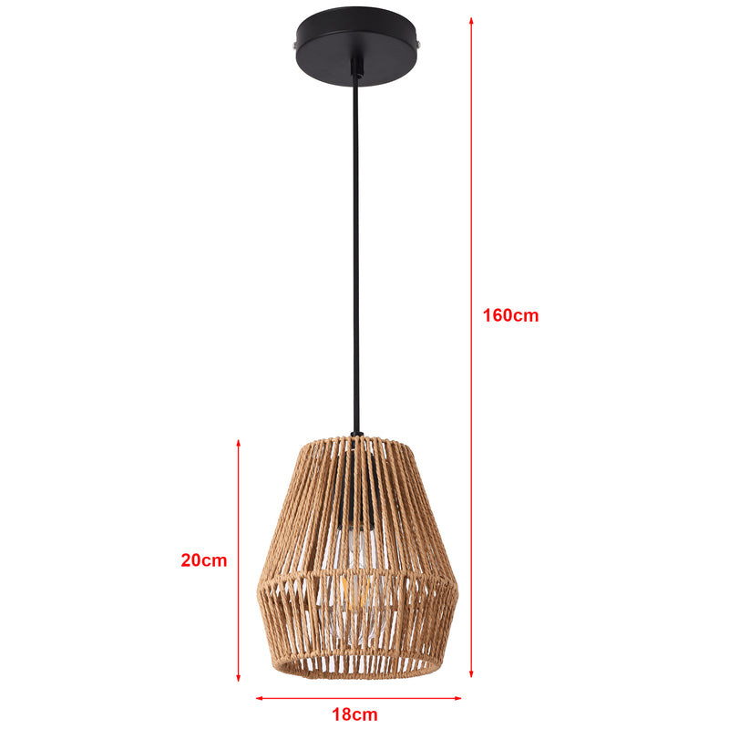 Croquis coté Suspension en corde tissée Liverpool 160 x 18 cm beige lux.pro