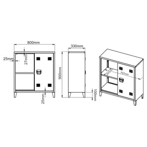 Metallschrank Oripää - 90x80x33cm - Kamelfarben