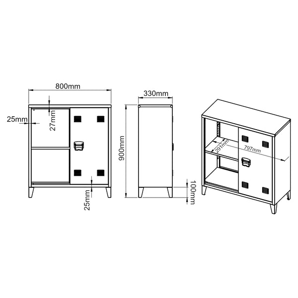 Metallschrank Oripää - 90x80x33cm - Kamelfarben