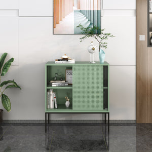 Credenza Eidsvoll in Acciaio con Anta Scorrevole 85 x 80 x 45 cm Verde [en.casa] 