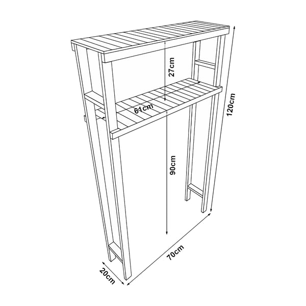 Waschmaschinenregal Kinnula 120x70x20cm Dunkler Holzton [en.casa]