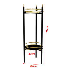 Support de plantes Oulainen à 2 niveaux métal 79 x 28 x 28 cm noir or [en.casa]